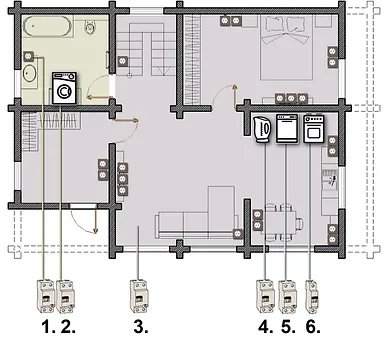 Схема розеток на 1-м этаже в деревянном доме